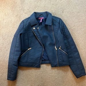 Aqua leather jacket
